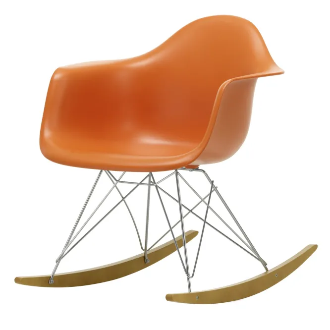 Krzesło Bujane Eames Rar Pomarańczowe - Chromowana Podstawa Vitra