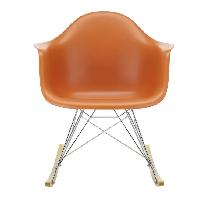 Krzesło Bujane Eames Rar Pomarańczowe - Chromowana Podstawa Vitra