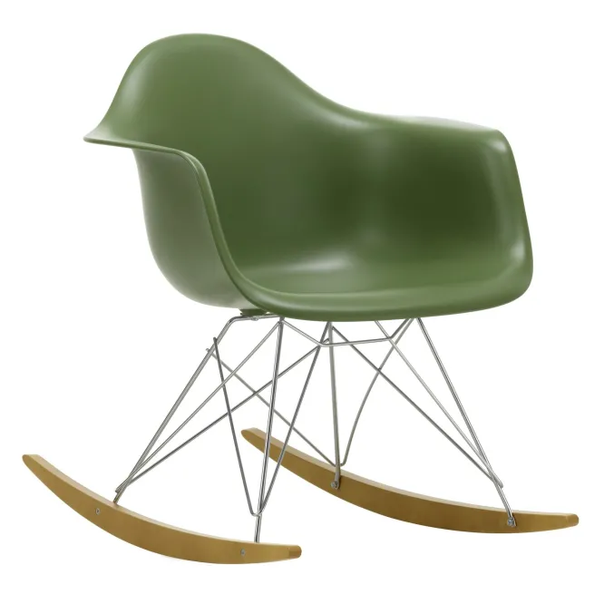 Krzesło Bujane Eames Rar Zielone - Chromowana Podstawa Vitra