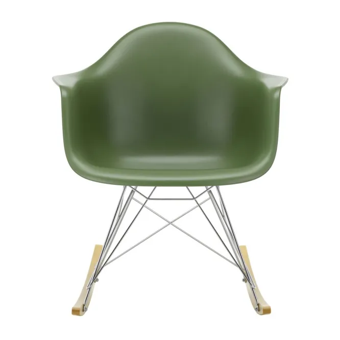 Krzesło Bujane Eames Rar Zielone - Chromowana Podstawa Vitra