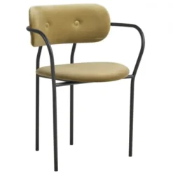 Krzesło Coco Z Podłokietnikiem Velvet Grey Green Gubi