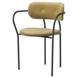 Krzesło Coco Z Podłokietnikiem Velvet Grey Green Gubi