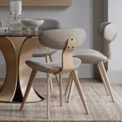 Krzesło Comforta Tkanina Bouclé Pebble Grey - Nogi Dąb Bielony
