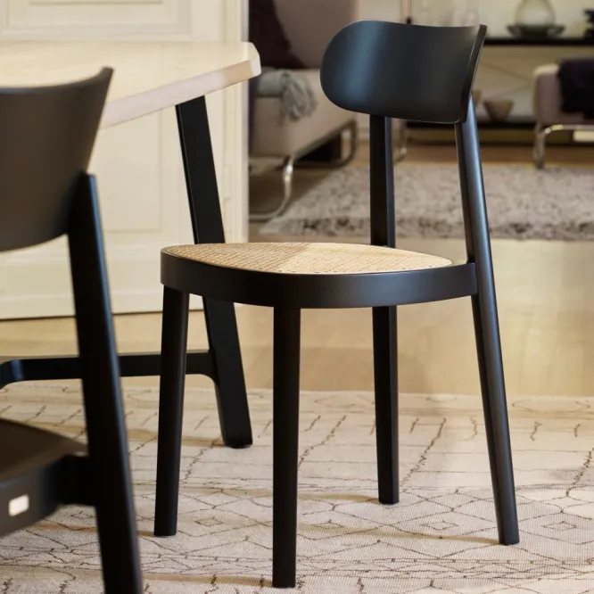 Krzesło 118 Czarne Wyplatane Thonet