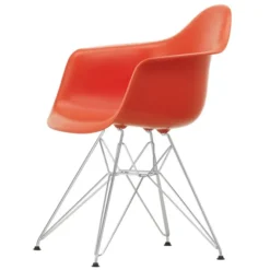 Krzesło Eames Plastic Chairs Re Dar Czerwone - Chromowana Podstawa Vitra