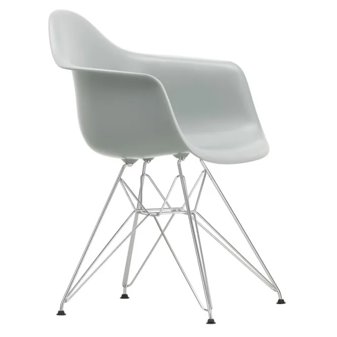Krzesło Eames Plastic Chairs Re Dar Jasnoszare - Chromowana Podstawa Vitra