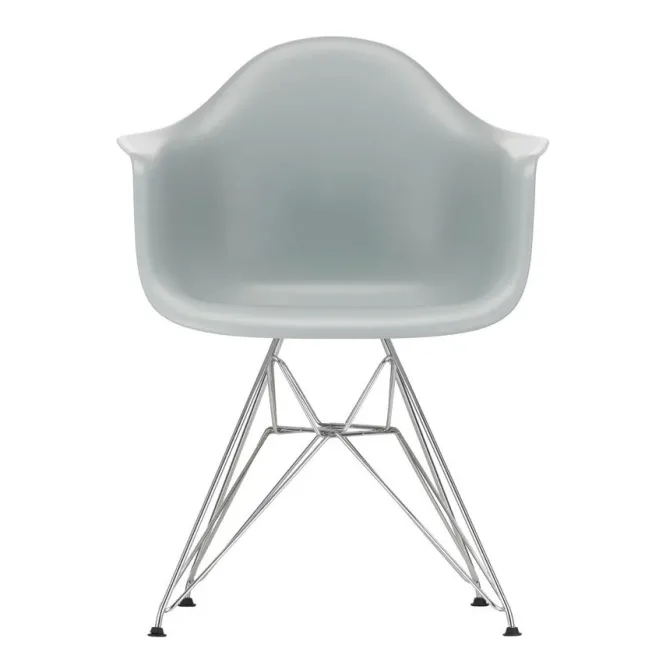 Krzesło Eames Plastic Chairs Re Dar Jasnoszare - Chromowana Podstawa Vitra