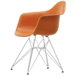 Krzesło Eames Plastic Chairs Re Dar Pomarańczowe - Chromowana Podstawa Vitra