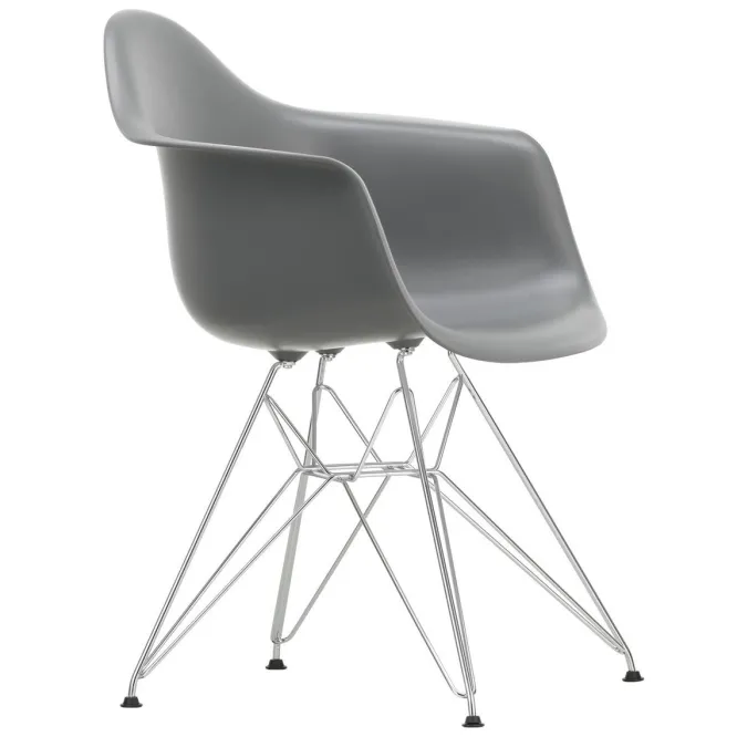 Krzesło Eames Plastic Chairs Re Dar Ciemnoszare - Chromowana Podstawa Vitra