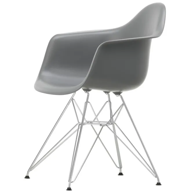 Krzesło Eames Plastic Chairs Re Dar Ciemnoszare - Chromowana Podstawa Vitra