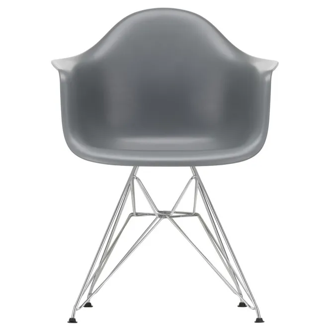 Krzesło Eames Plastic Chairs Re Dar Ciemnoszare - Chromowana Podstawa Vitra