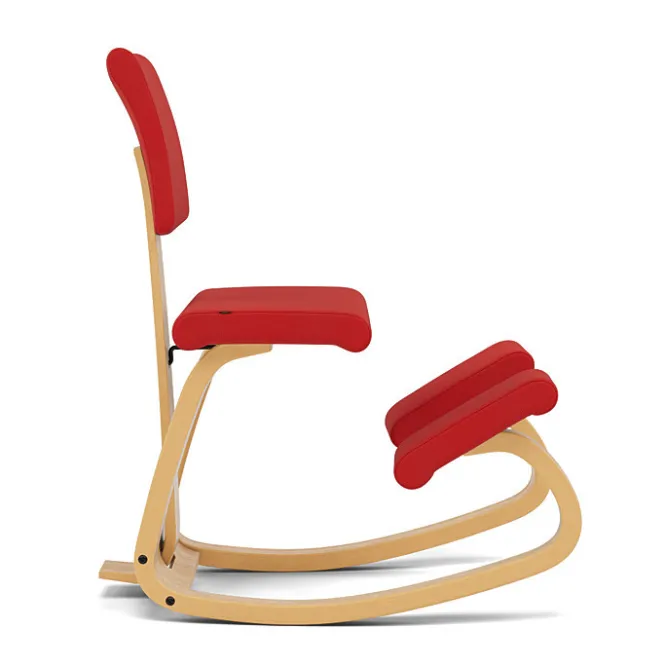 Krzesło Ergonomiczne Variable Plus Czerwone, Jasnobrązowe Drewno Varier