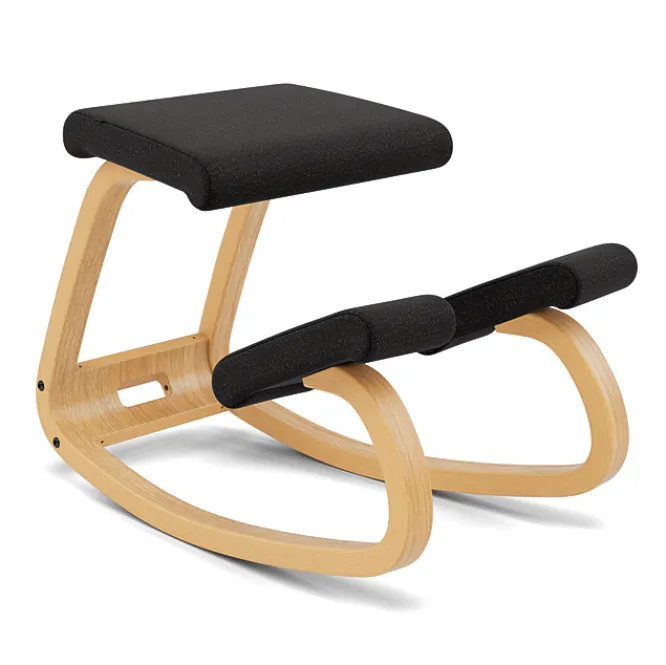 Krzesło Ergonomiczne Variable Czarne Re-Wool 198, Jasnobrązowe Drewno Varier