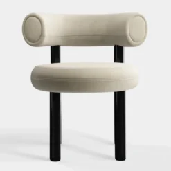 Krzesło Fat Black Steel - Pearl Velvet Tom Dixon