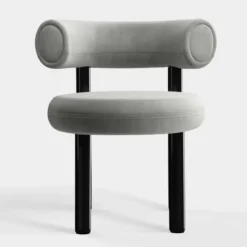 Krzesło Fat Black Steel - Silver Velvet Tom Dixon