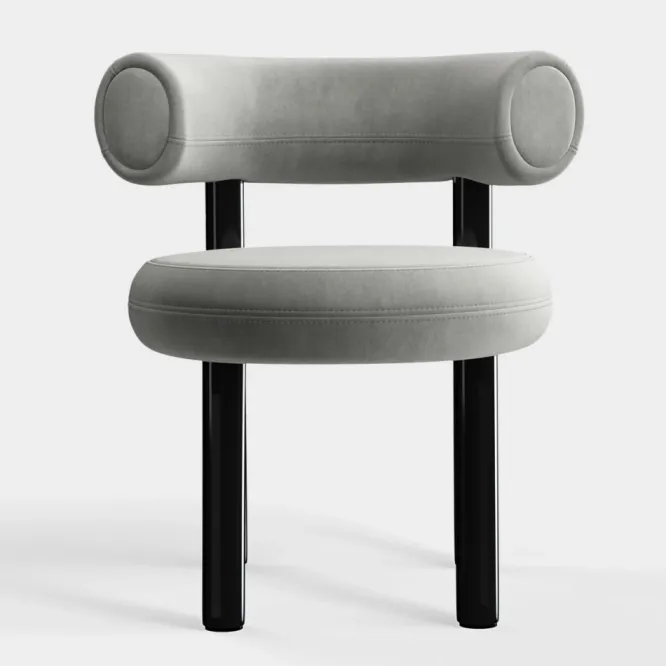 Krzesło Fat Black Steel - Silver Velvet Tom Dixon