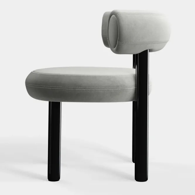 Krzesło Fat Black Steel - Silver Velvet Tom Dixon