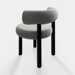 Krzesło Fat Black Steel - Silver Velvet Tom Dixon