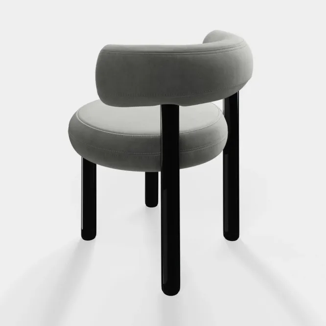Krzesło Fat Black Steel - Silver Velvet Tom Dixon