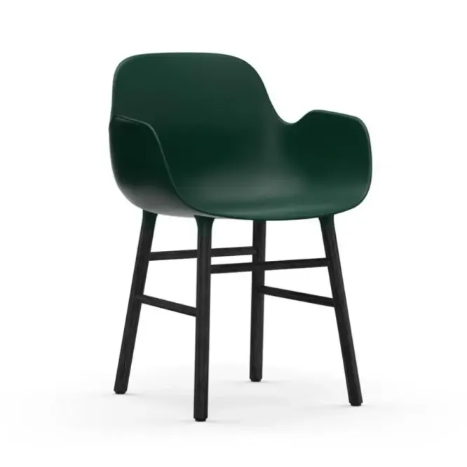 Krzesło Form Z Podłokietnikami Czarna Podstawa Zielone Normann Copenhagen