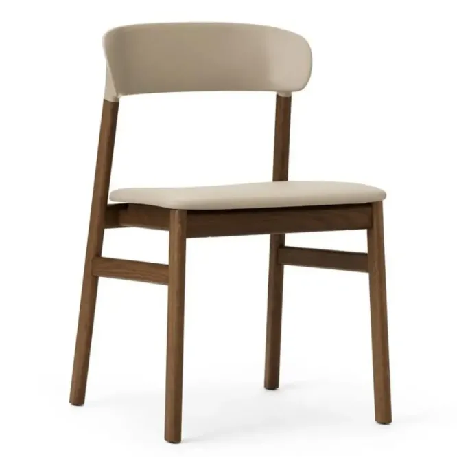 Krzesło Herit Ciemny Dąb Skórzane Piaskowe Normann Copenhagen
