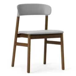 Krzesło Herit Ciemny Dąb Skórzane Szare Normann Copenhagen