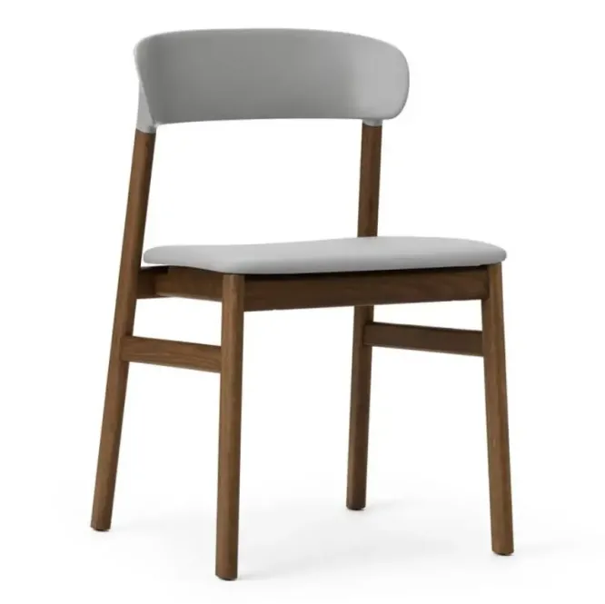 Krzesło Herit Ciemny Dąb Skórzane Szare Normann Copenhagen