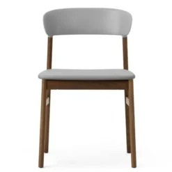 Krzesło Herit Ciemny Dąb Skórzane Szare Normann Copenhagen