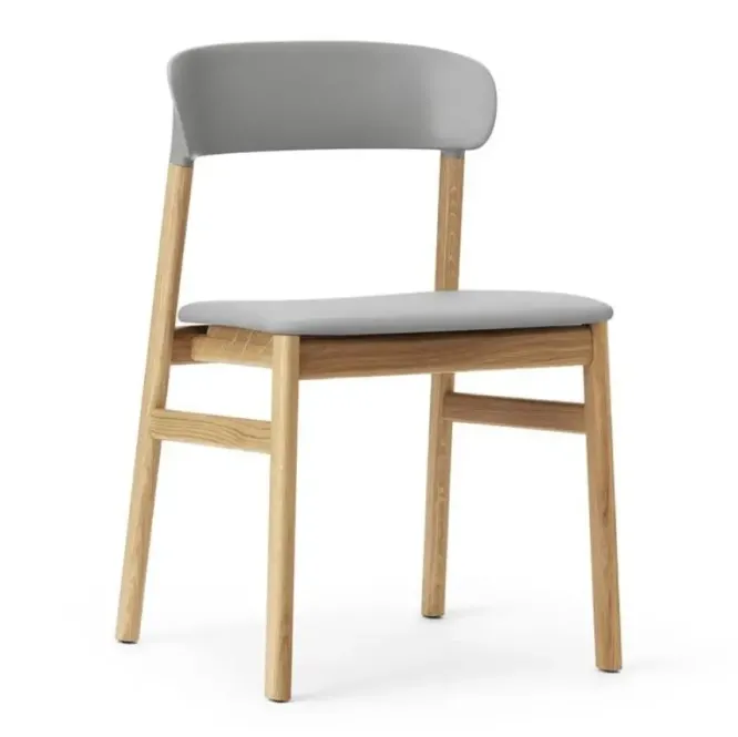 Krzesło Herit Jasny Dąb Skórzane Szare Normann Copenhagen