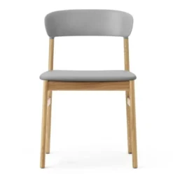 Krzesło Herit Jasny Dąb Skórzane Szare Normann Copenhagen