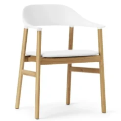Krzesło Herit Z Podłokietnikami Jasny Dąb Skórzane Białe Normann Copenhagen