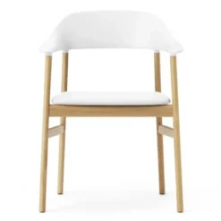 Krzesło Herit Z Podłokietnikami Jasny Dąb Skórzane Białe Normann Copenhagen
