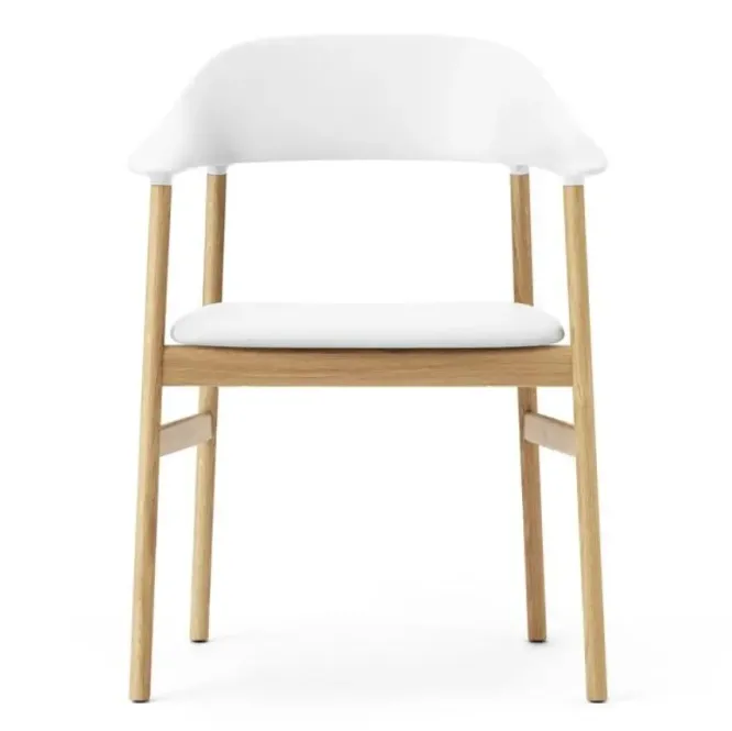 Krzesło Herit Z Podłokietnikami Jasny Dąb Skórzane Białe Normann Copenhagen