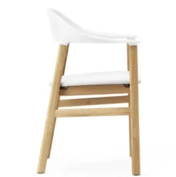 Krzesło Herit Z Podłokietnikami Jasny Dąb Skórzane Białe Normann Copenhagen