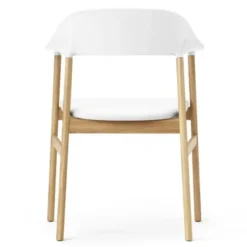 Krzesło Herit Z Podłokietnikami Jasny Dąb Skórzane Białe Normann Copenhagen