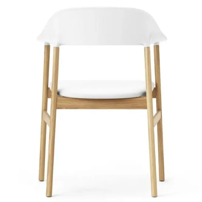 Krzesło Herit Z Podłokietnikami Jasny Dąb Skórzane Białe Normann Copenhagen