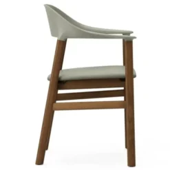 Krzesło Herit Z Podłokietnikami Ciemny Dąb Skórzane Zielone Normann Copenhagen