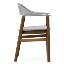 Krzesło Herit Z Podłokietnikami Ciemny Dąb Tapicerowane Szare Normann Copenhagen
