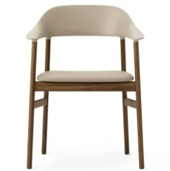 Krzesło Herit Z Podłokietnikami Ciemny Dąb Skórzane Piaskowe Normann Copenhagen