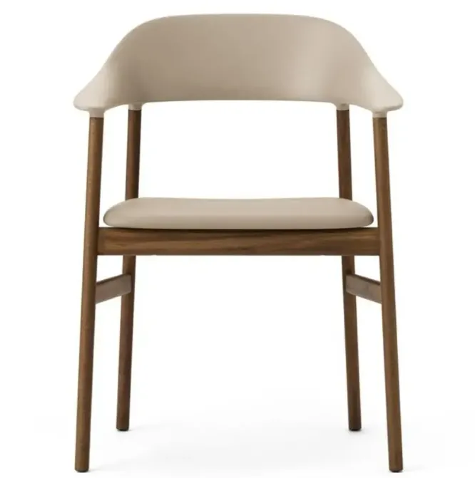Krzesło Herit Z Podłokietnikami Ciemny Dąb Skórzane Piaskowe Normann Copenhagen