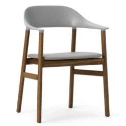 Krzesło Herit Z Podłokietnikami Ciemny Dąb Skórzane Szare Normann Copenhagen
