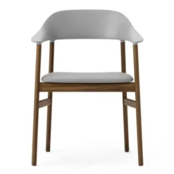 Krzesło Herit Z Podłokietnikami Ciemny Dąb Skórzane Szare Normann Copenhagen