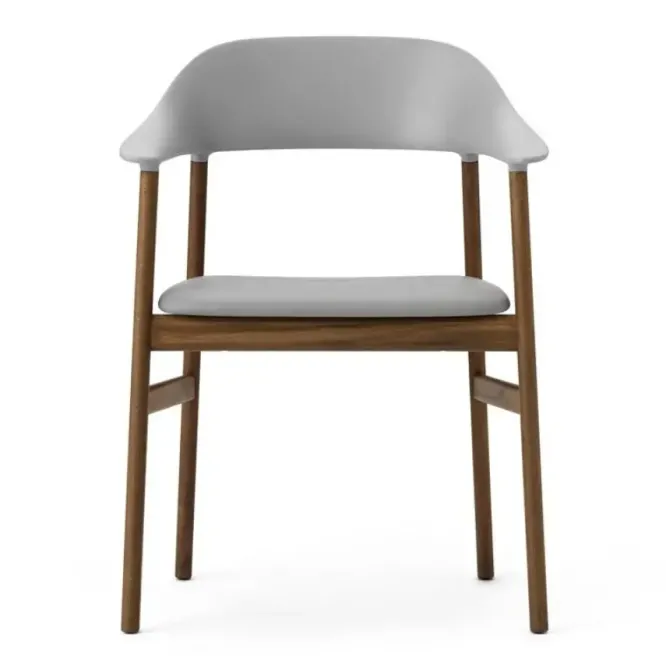 Krzesło Herit Z Podłokietnikami Ciemny Dąb Skórzane Szare Normann Copenhagen