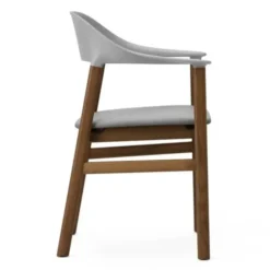 Krzesło Herit Z Podłokietnikami Ciemny Dąb Skórzane Szare Normann Copenhagen