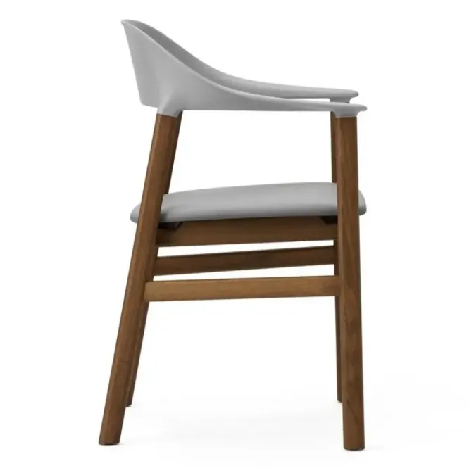 Krzesło Herit Z Podłokietnikami Ciemny Dąb Skórzane Szare Normann Copenhagen