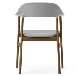 Krzesło Herit Z Podłokietnikami Ciemny Dąb Skórzane Szare Normann Copenhagen