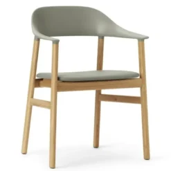 Krzesło Herit Z Podłokietnikami Jasny Dąb Skórzane Zielone Normann Copenhagen