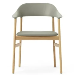 Krzesło Herit Z Podłokietnikami Jasny Dąb Skórzane Zielone Normann Copenhagen