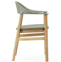 Krzesło Herit Z Podłokietnikami Jasny Dąb Skórzane Zielone Normann Copenhagen