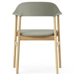 Krzesło Herit Z Podłokietnikami Jasny Dąb Skórzane Zielone Normann Copenhagen
